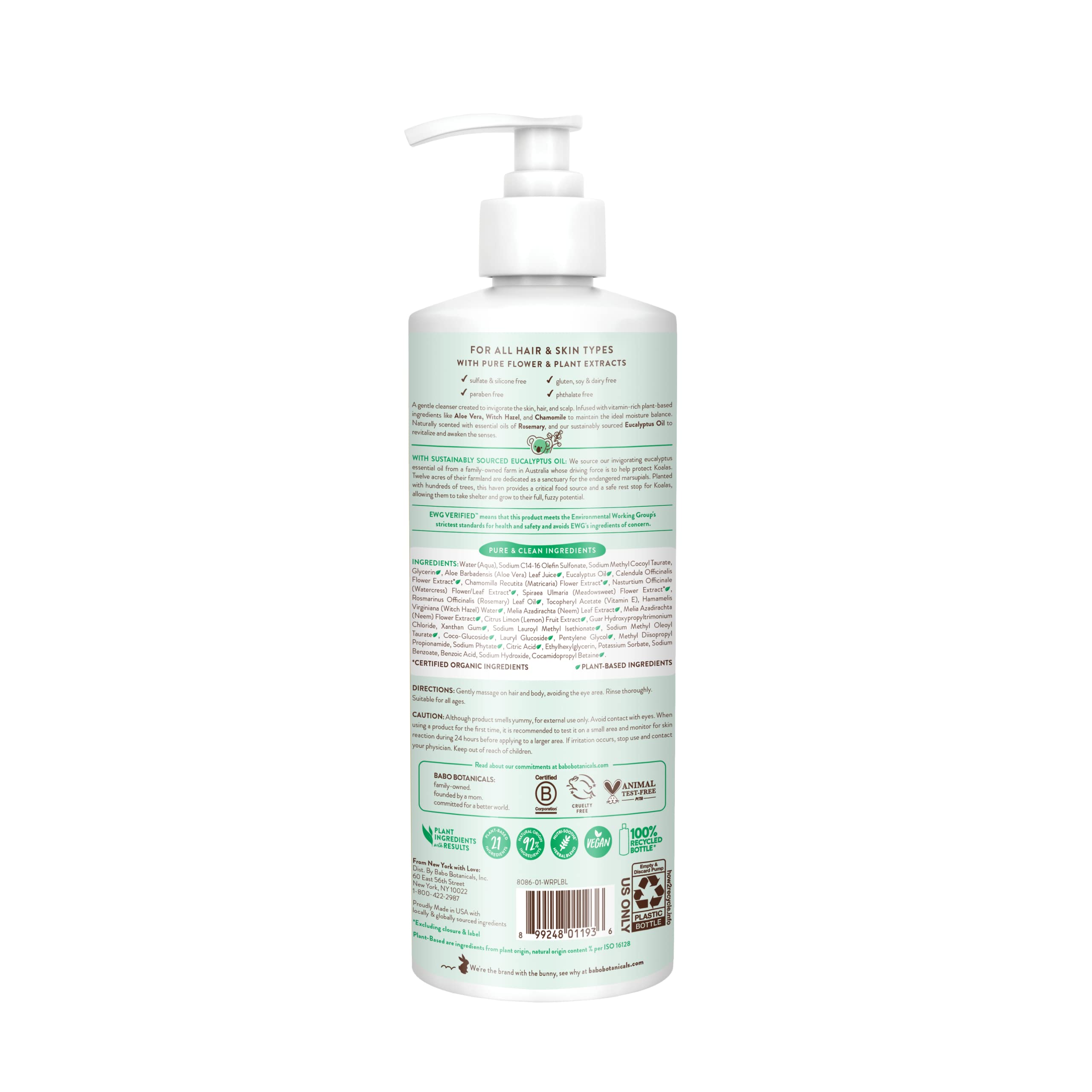 Close-up label view highlighting Babo Botanicals clean-ingredient benefits