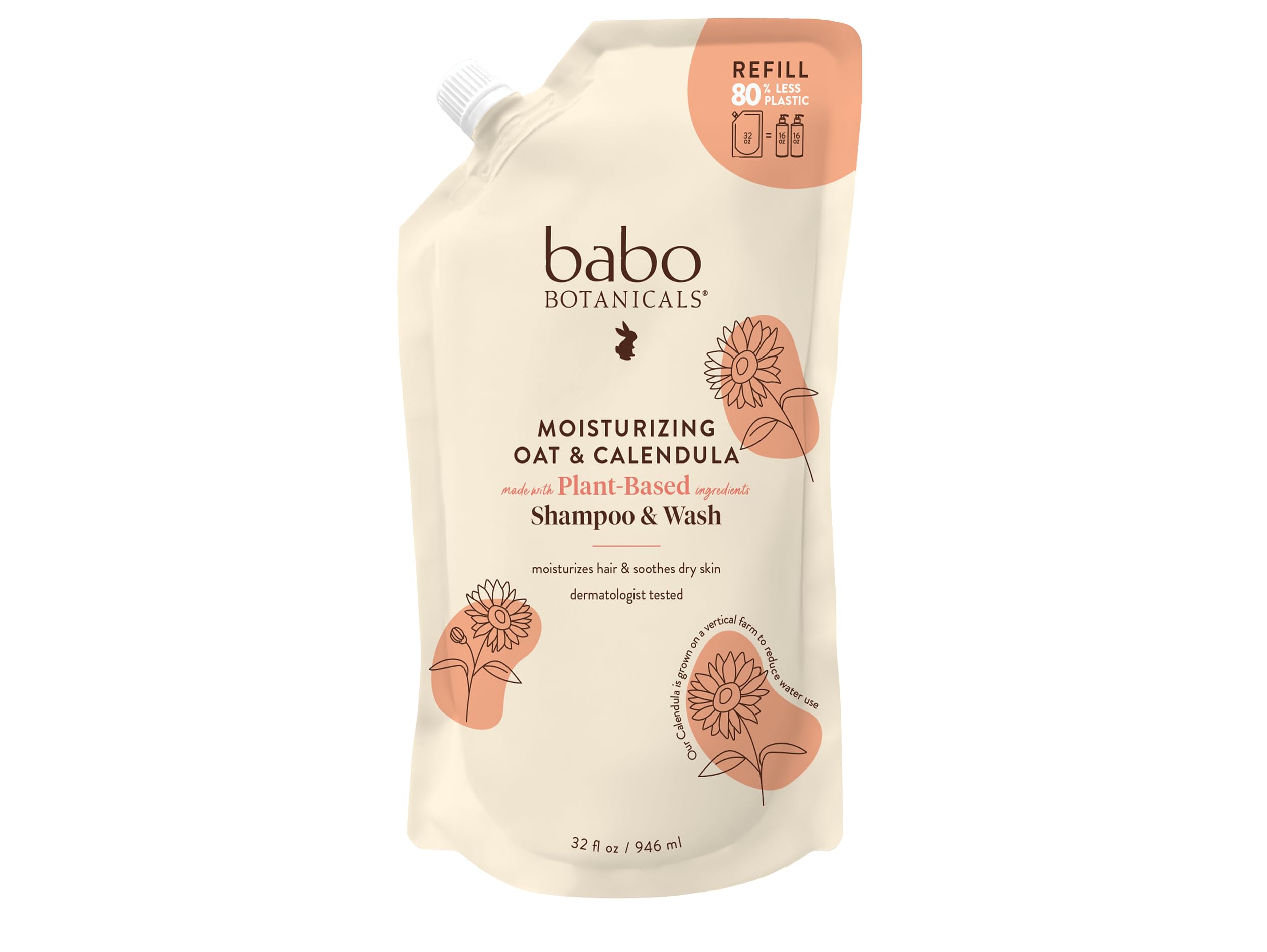 Babo Botanicals refill pouch front view showing product and benefits