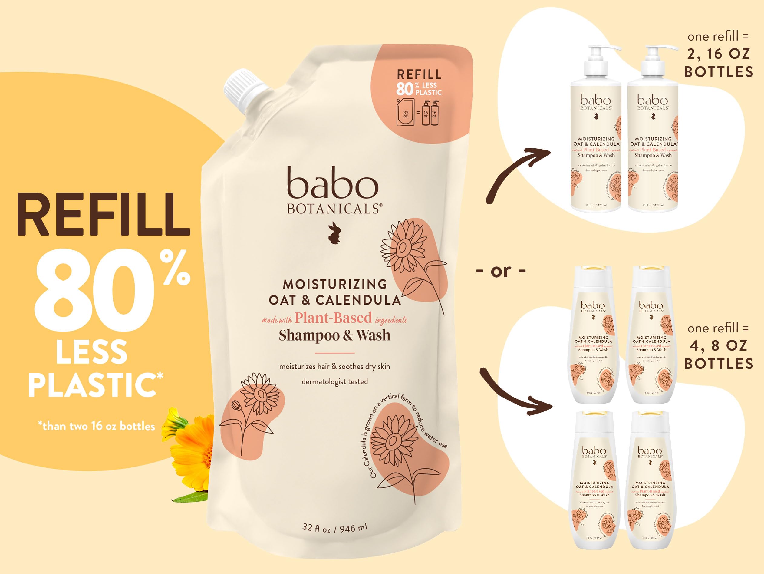 Babo Botanicals pouch next to bottle illustrating compact size