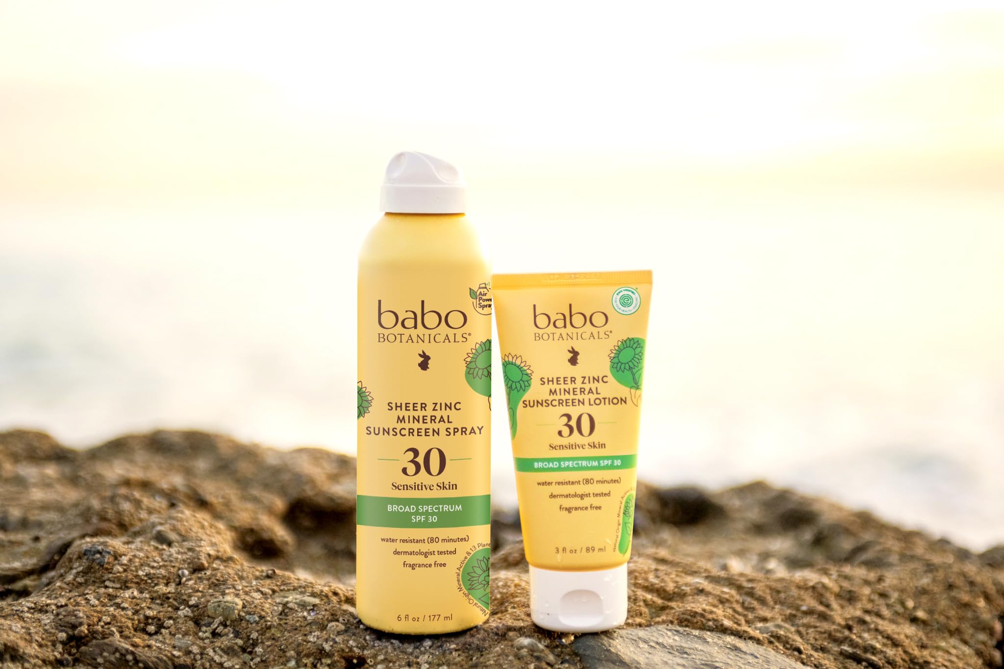 Beach scene with Babo Botanicals sunscreen illustrating reef-safe outdoor use