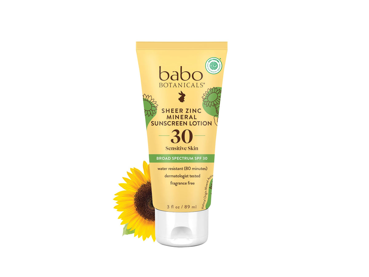 Babo Botanicals front packaging showing SPF30 and unscented benefit