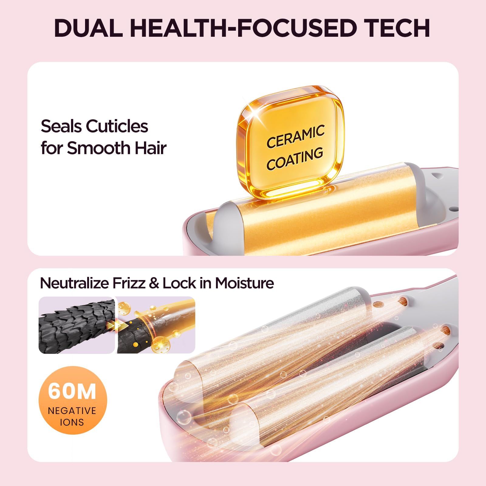 BABONIR waver creating beach waves on long hair with visible shine