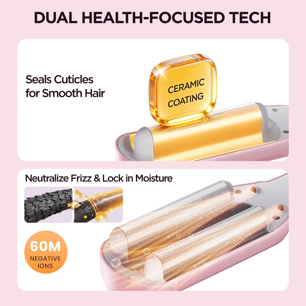 BABONIR waver creating beach waves on long hair with visible shine