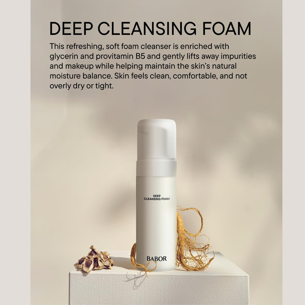 BABOR foam texture close-up illustrating airy lather for gentle yet effective cleansing