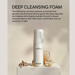 BABOR foam texture close-up illustrating airy lather for gentle yet effective cleansing