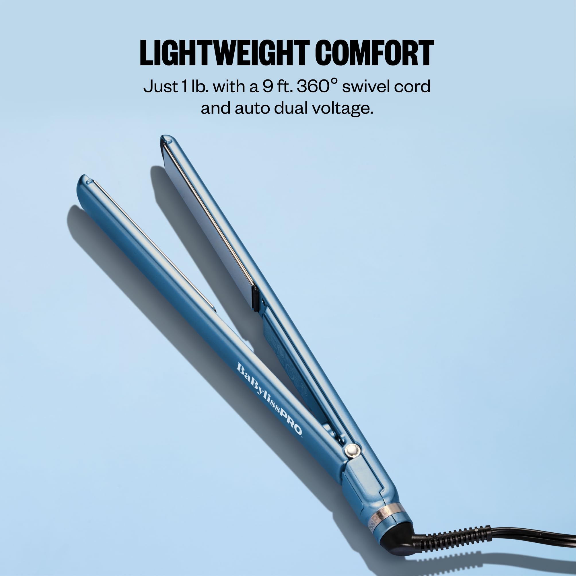 BaBylissPRO comparing 5-inch plate length to hair sections for faster straightening