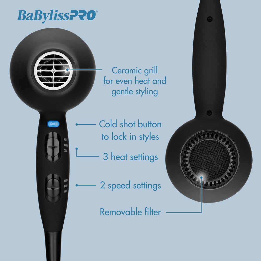 BaBylissPRO rubberized handle closeup for comfortable grip benefit
