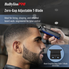BaBylissPRO deep-tooth T-blade closeup for precise, adjustable lineups