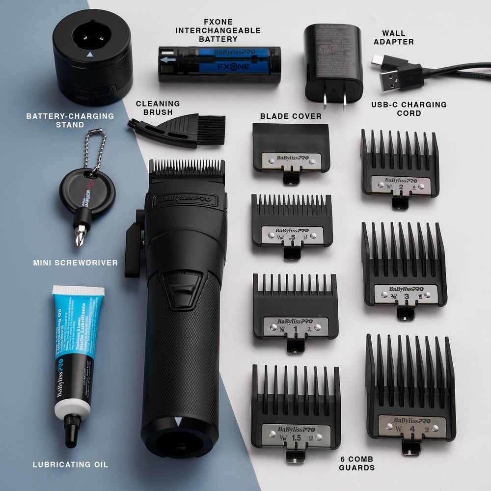 BaBylissPRO guard attachments and charger displayed for versatile cutting options