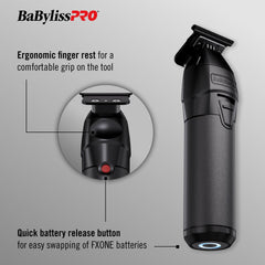BaBylissPRO exposed titanium T-blade detail for precise, hypoallergenic edging