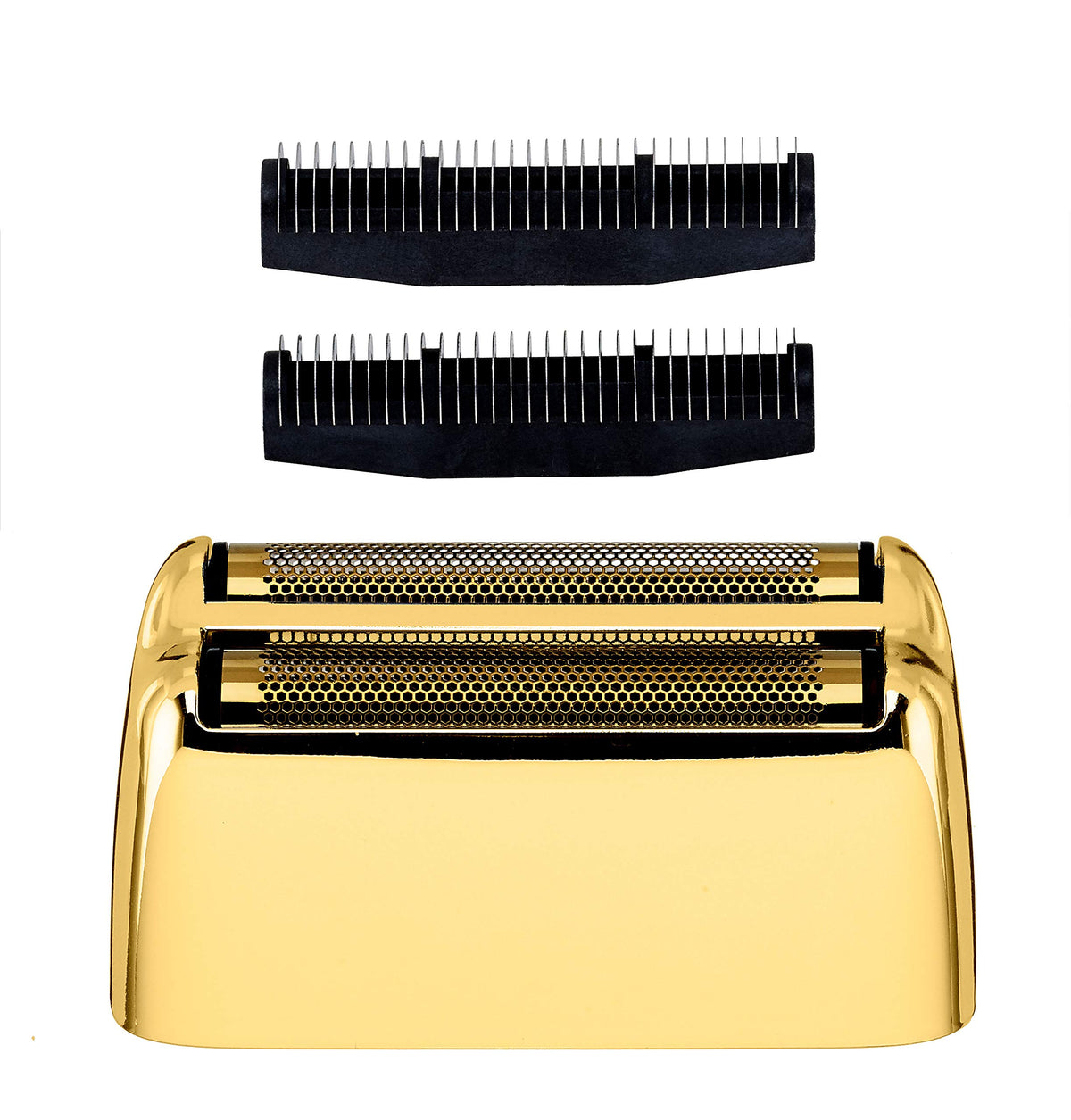BaBylissPRO FXRF2G gold head front view showing sleek finish and easy replacement benefit