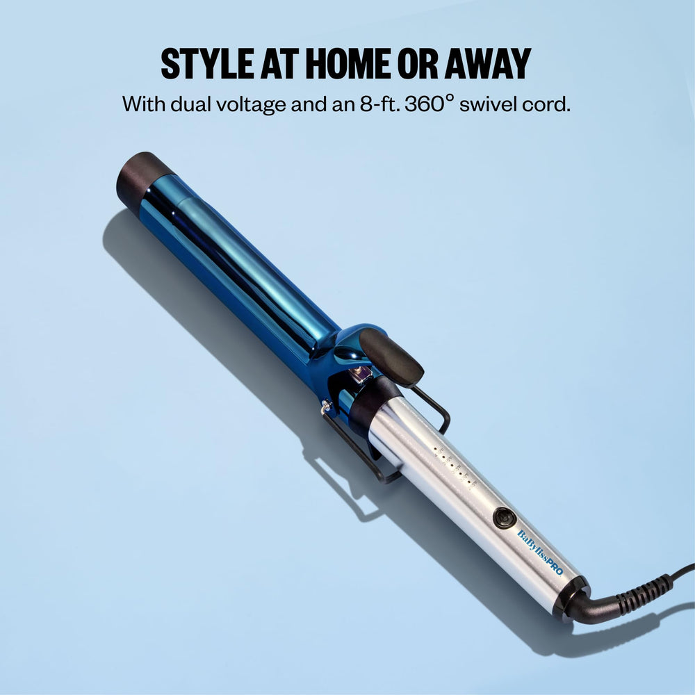 BaBylissPRO wand in use on long hair creating relaxed curls quickly and efficiently