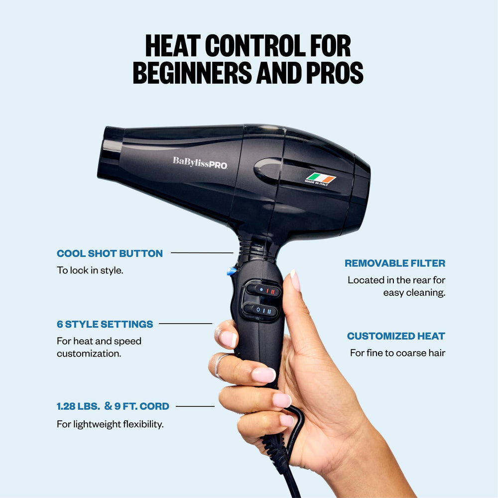 BaBylissPRO wide concentrator in use delivering focused airflow for fast drying
