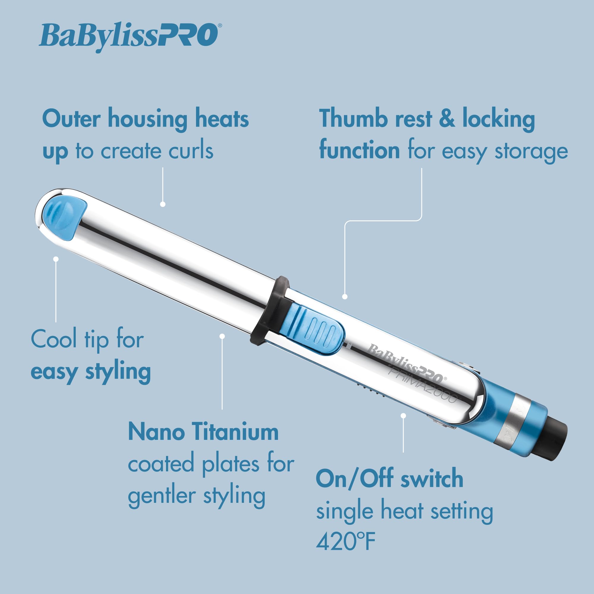 BaBylissPRO in-hand to show compact scale and travel-friendly size