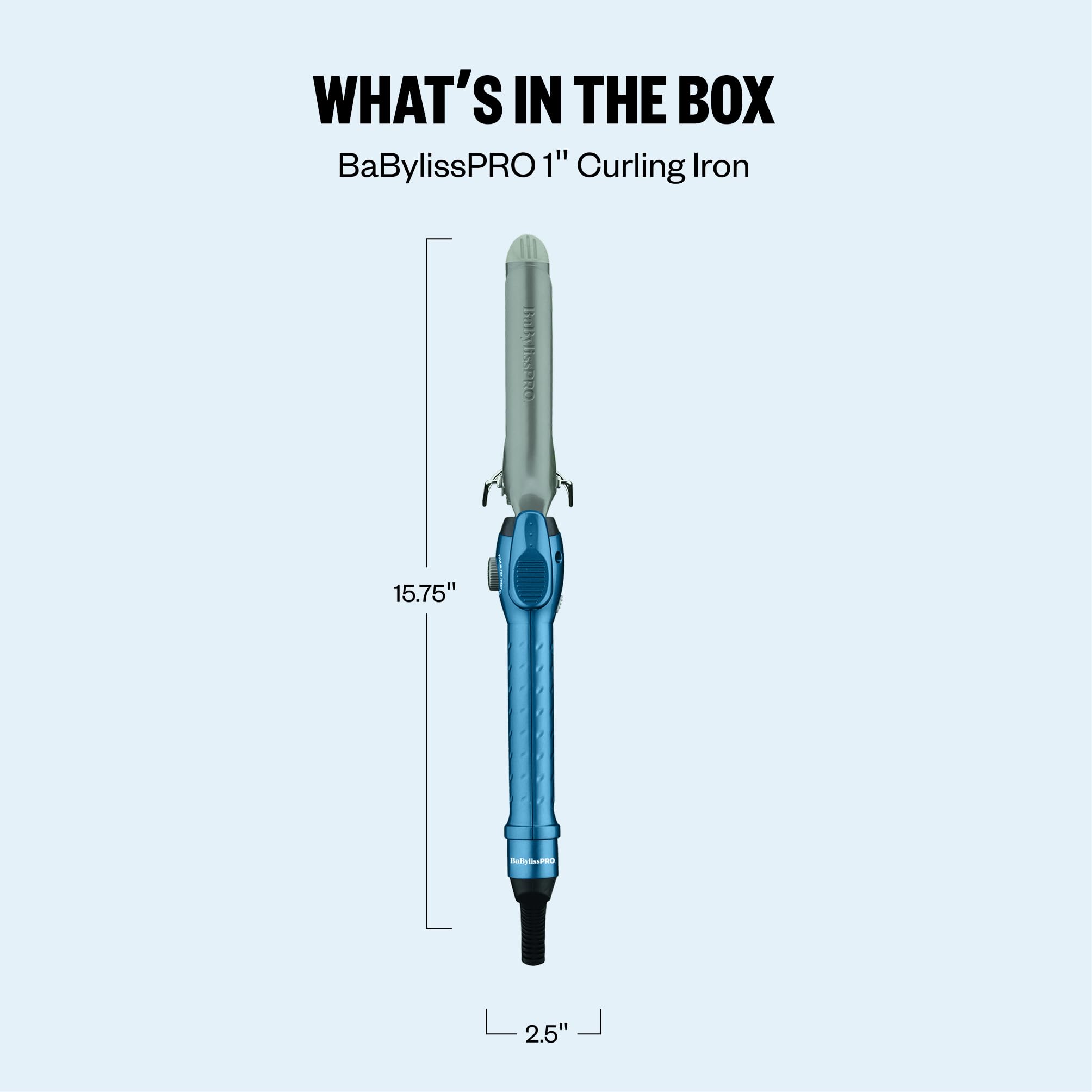 BaBylissPRO 1-inch barrel next to ruler for size comparison and accurate curl diameter