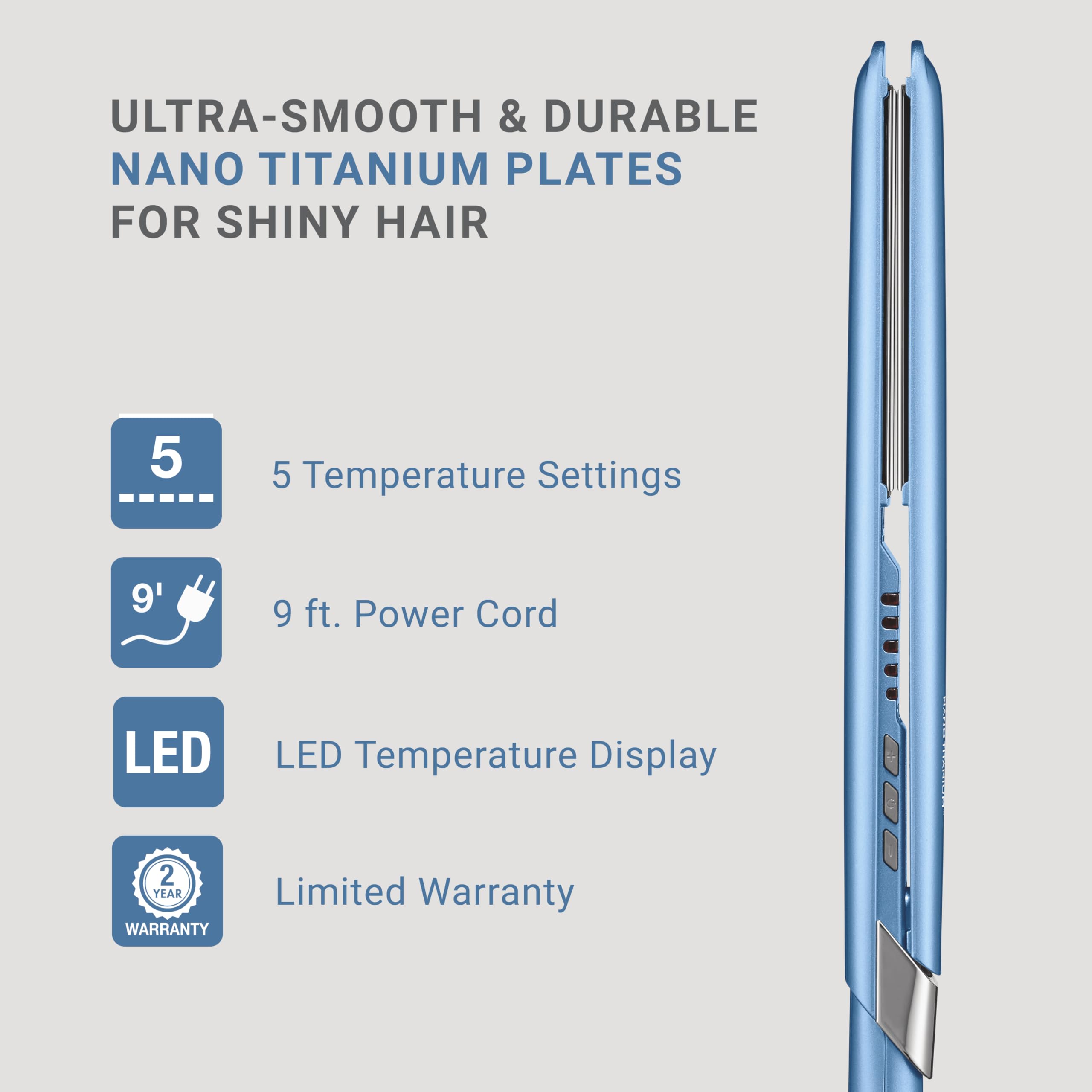 BaBylissPRO temperature scale graphic illustrating heat range up to 450°F for versatility