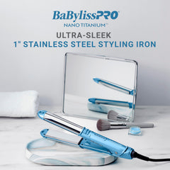 BaBylissPRO close-up of nano-titanium plate surface for smoother, shinier hair finishes