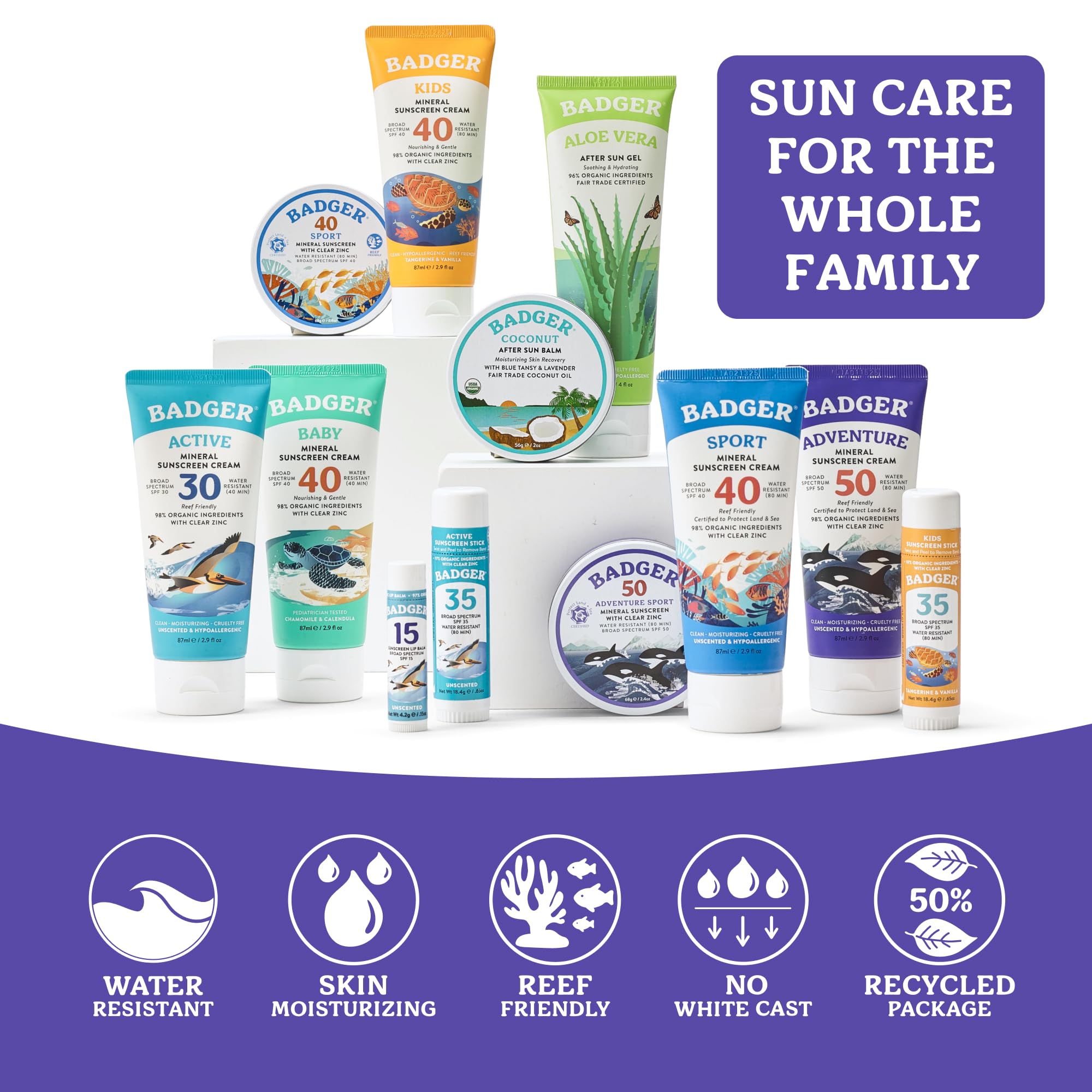 Badger sunscreen at beach lifestyle scene protecting skin during outdoor play