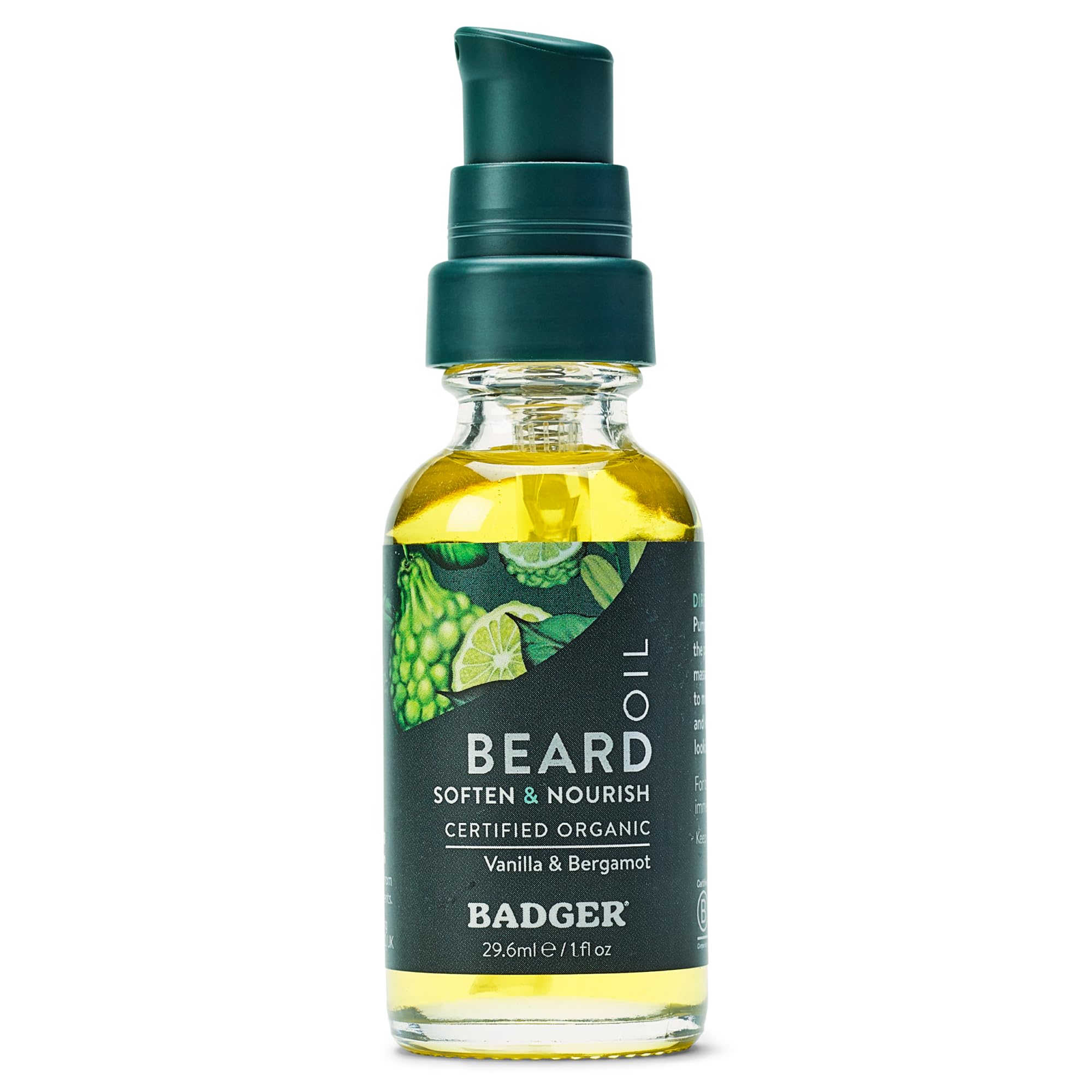 Badger front packaging showing bottle and organic label for clear product identification and trust