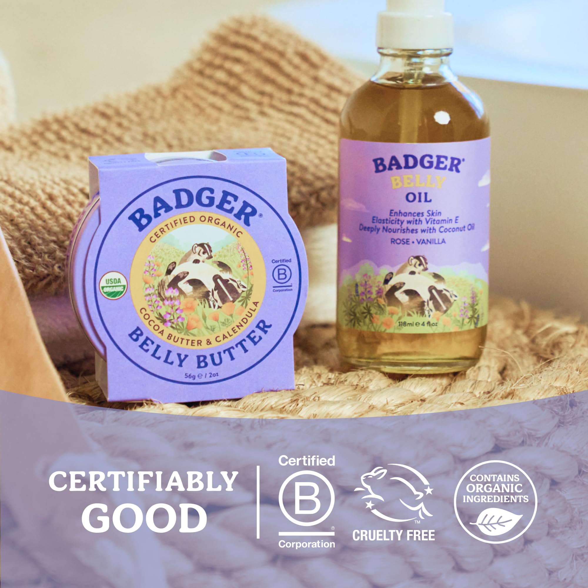 Badger belly butter in maternity setting showing calming care for expectant mothers