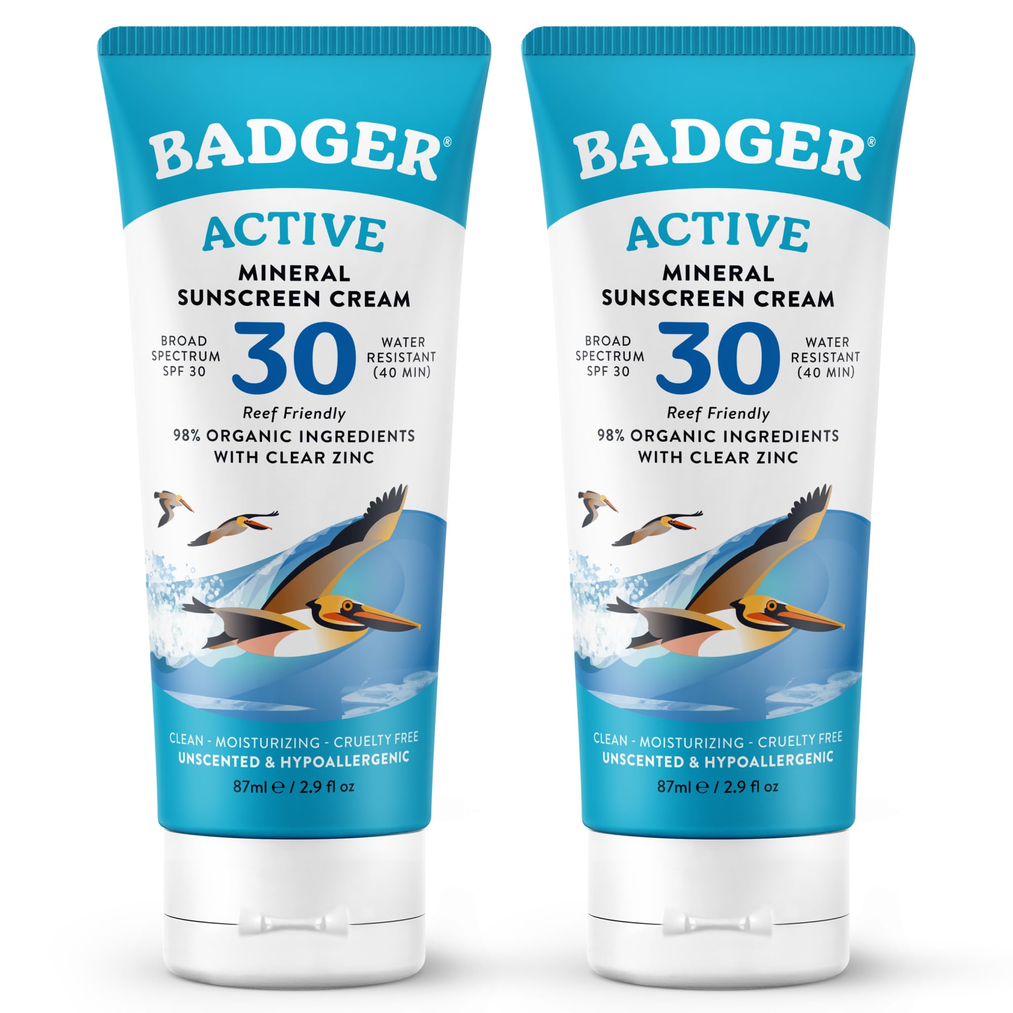 Badger front packaging SPF 30 travel pack shows brand and compact benefit