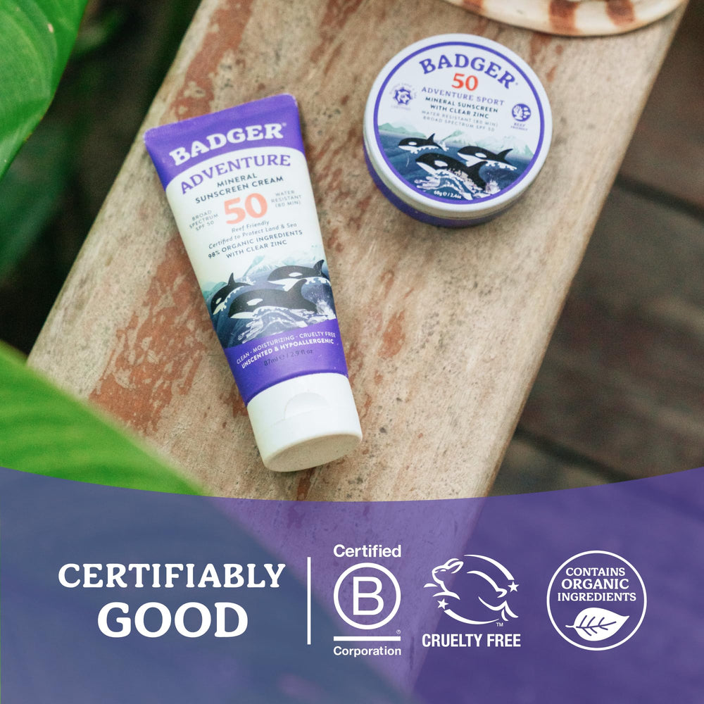 Badger ingredients closeup with sunflower oil and beeswax showing natural care