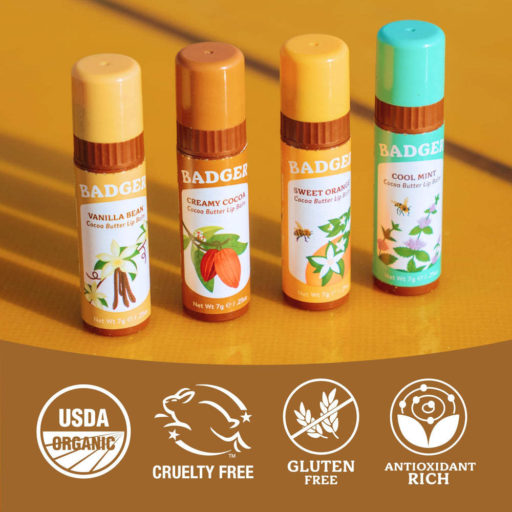 Badger ingredient label photo highlighting organic cocoa butter and olive oil transparency benefit