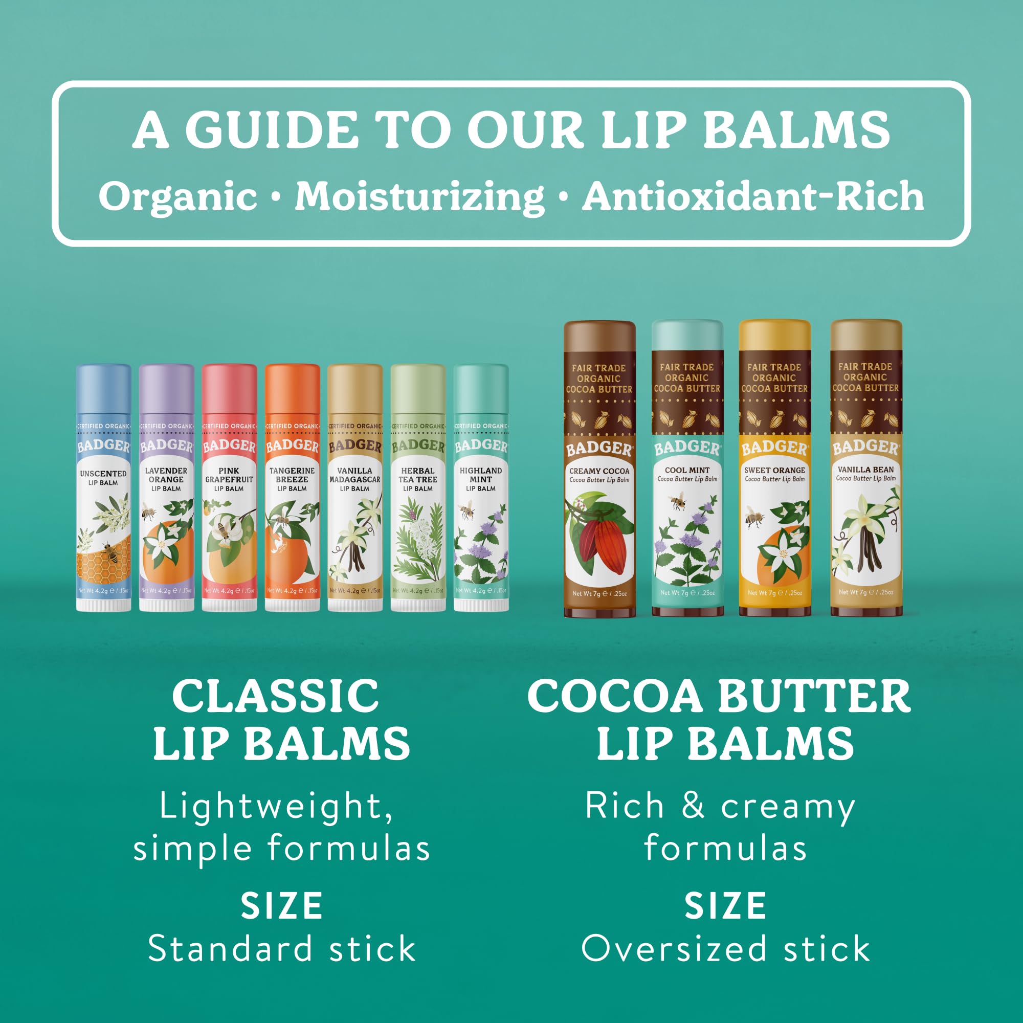 Badger label close-up featuring organic and Fair Trade certifications benefit
