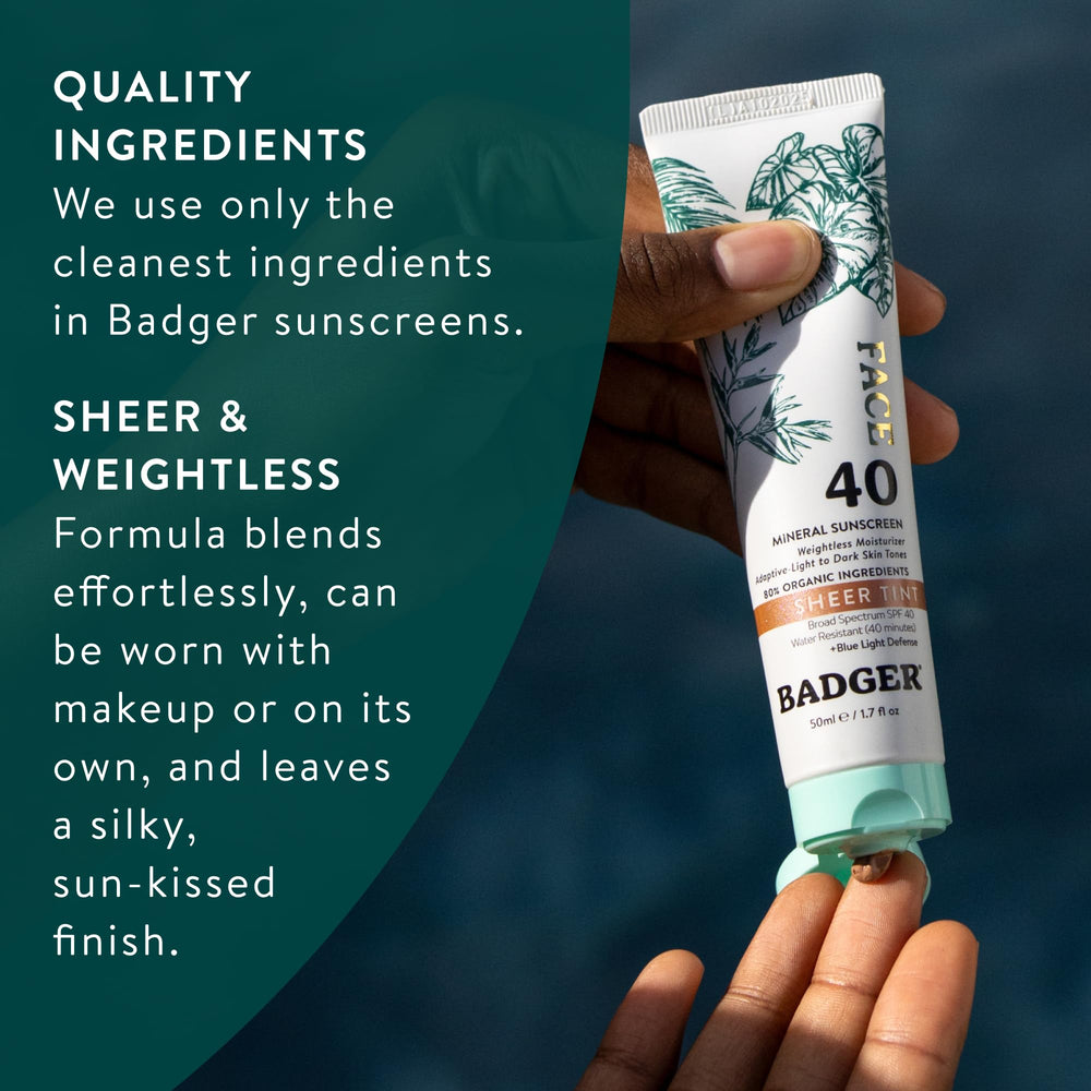 Badger tube placed with makeup items, pairs well as makeup primer benefit