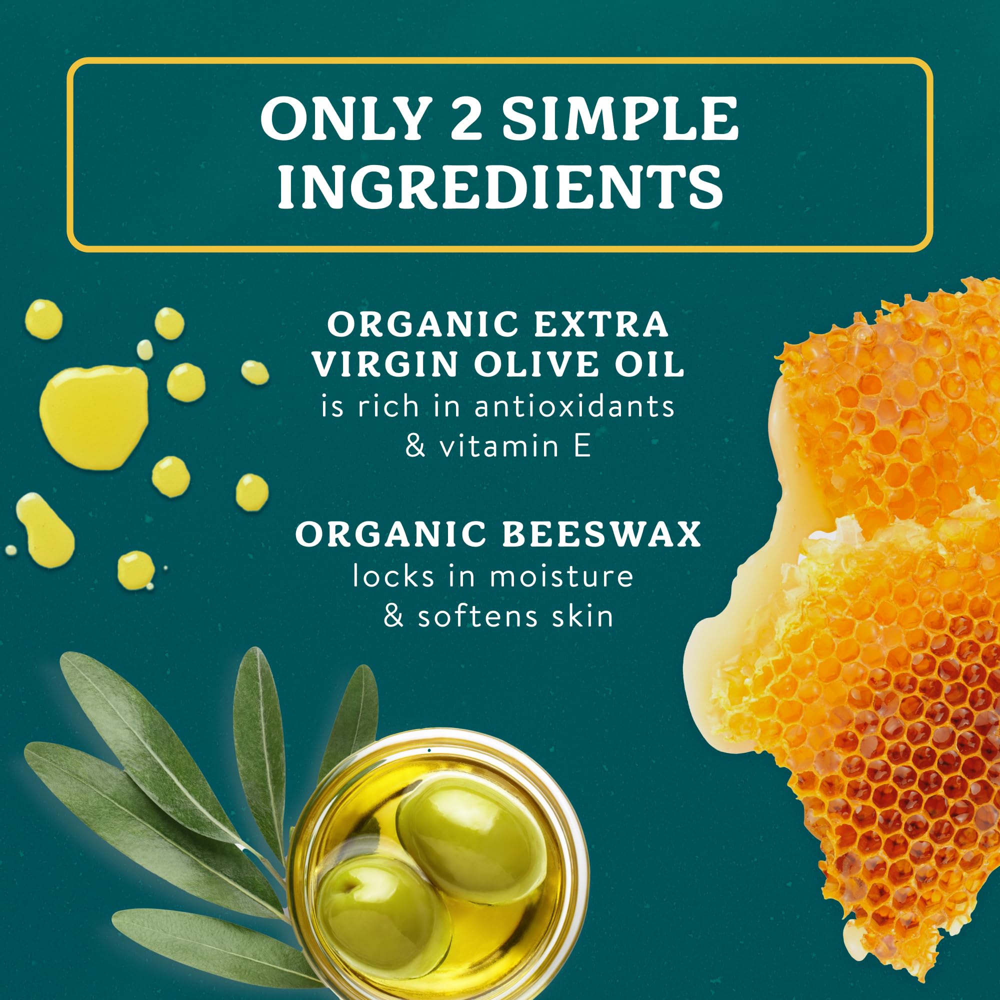 Badger olive oil and beeswax ingredients highlighting organic purity