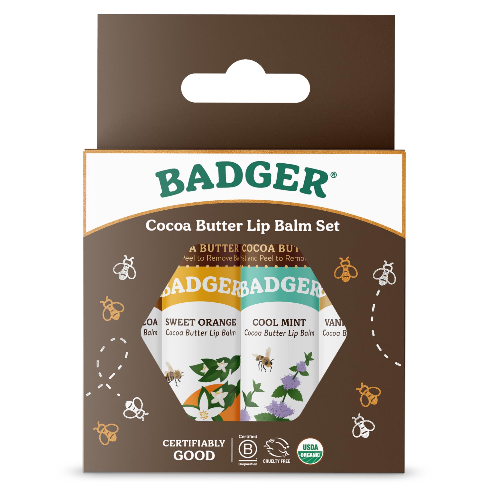 Badger open tube close-up showing creamy cocoa butter texture for smooth application