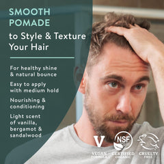 Badger close-up of pomade texture highlighting creamy consistency and spreadability