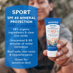 Badger brand back label close-up with ingredient list and certifications