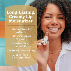 Badger creamy stick texture close-up illustrating rich cocoa butter hydration