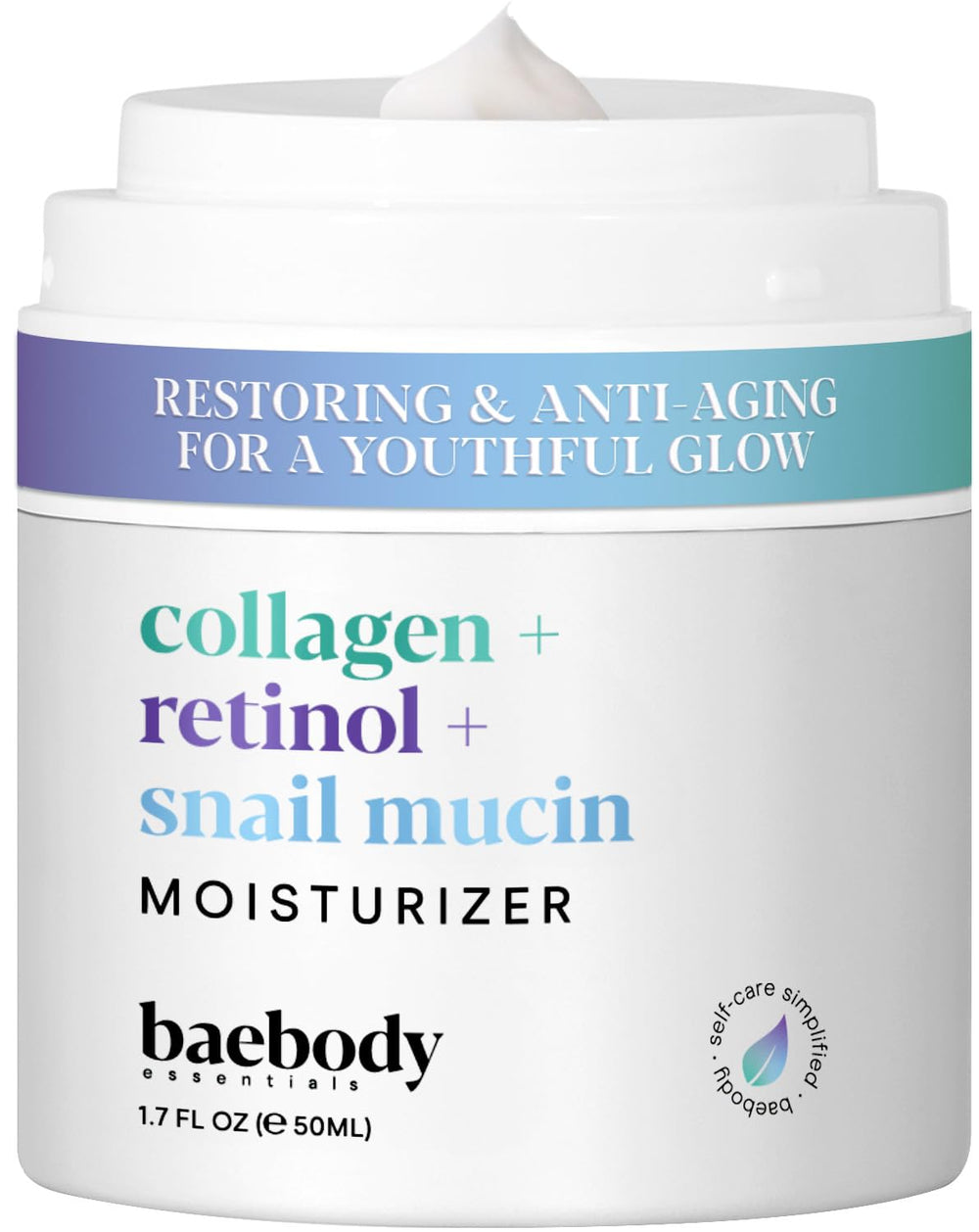 Baebody front packaging showing product bottle and anti-aging benefit