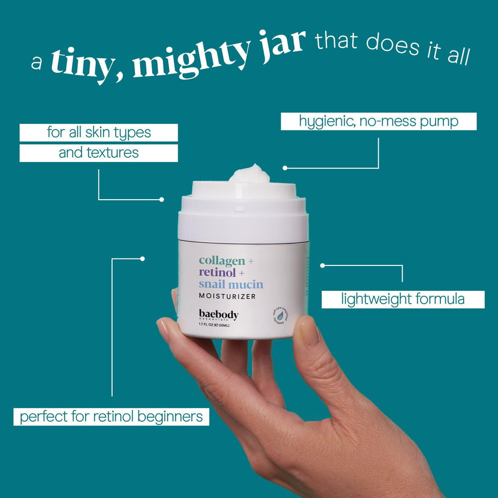 Baebody applied at night as part of routine to hydrate and smooth skin