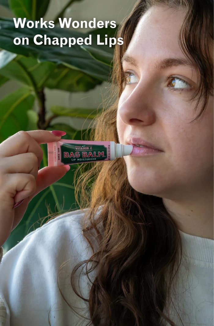 Bag Balm application on lips demonstrating smooth moisturizing result