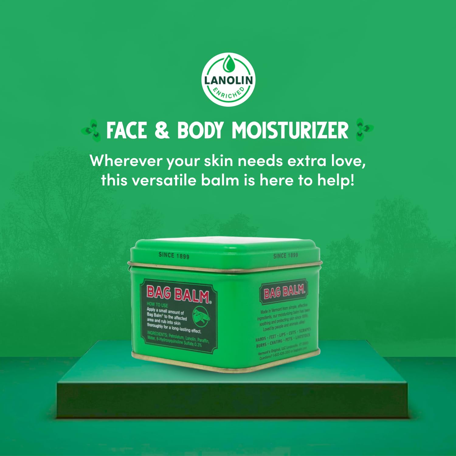 Nighttime skincare scene with Bag Balm on bedside table for overnight repair