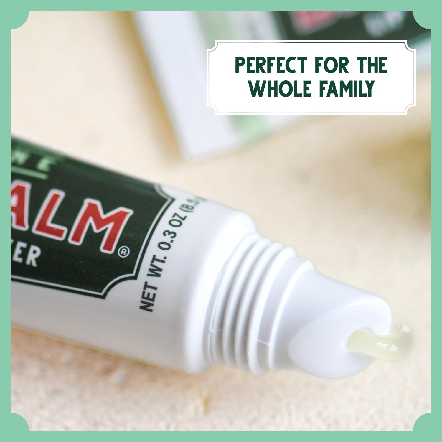 Bag Balm being applied outdoors showing cooling fresh mint relief and lip protection