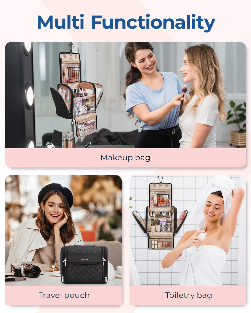 BAGSMART stain-resistant brush pocket protecting brushes and keeping clean