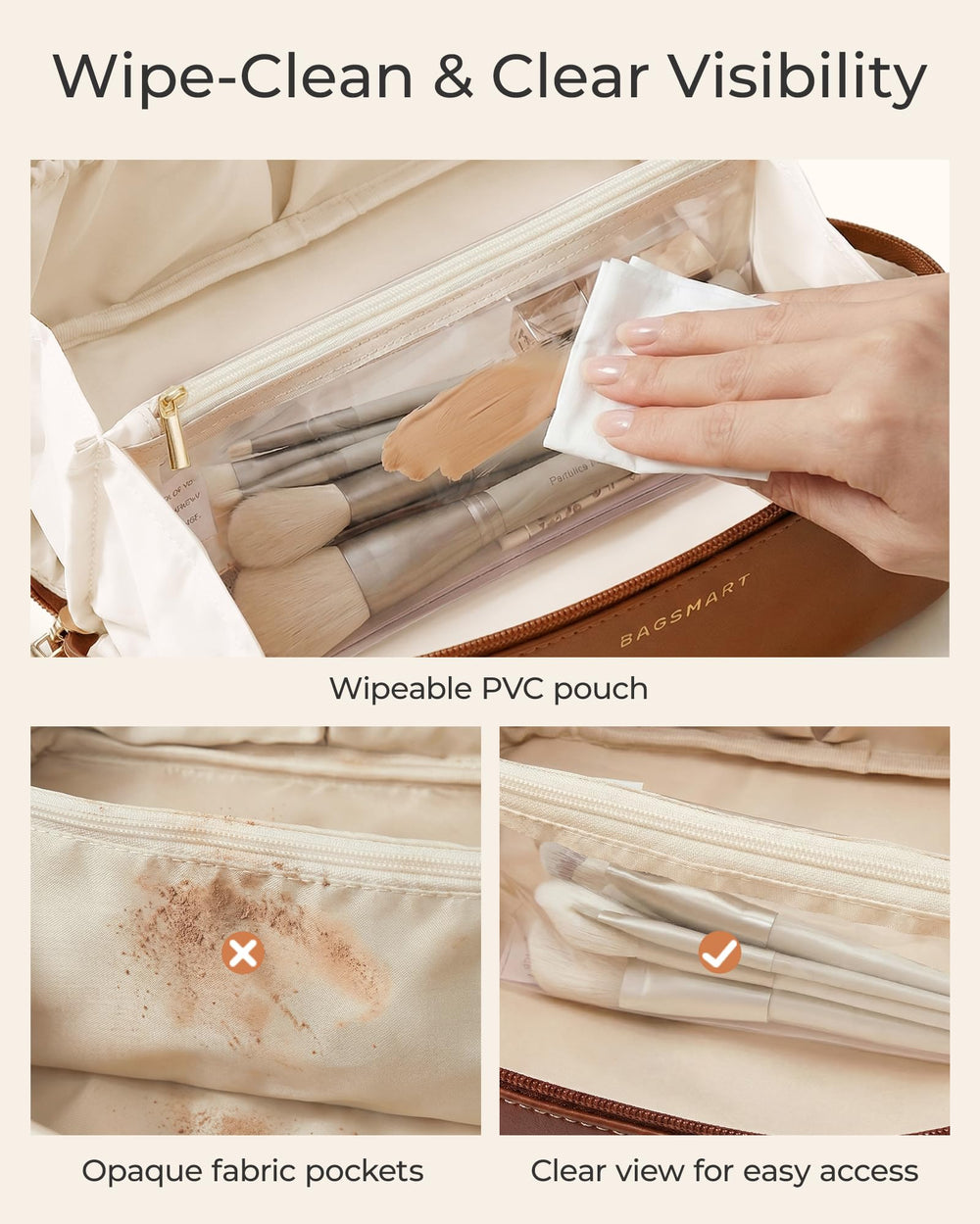 BAGSMART vegan leather close-up showing durable texture and refined finish