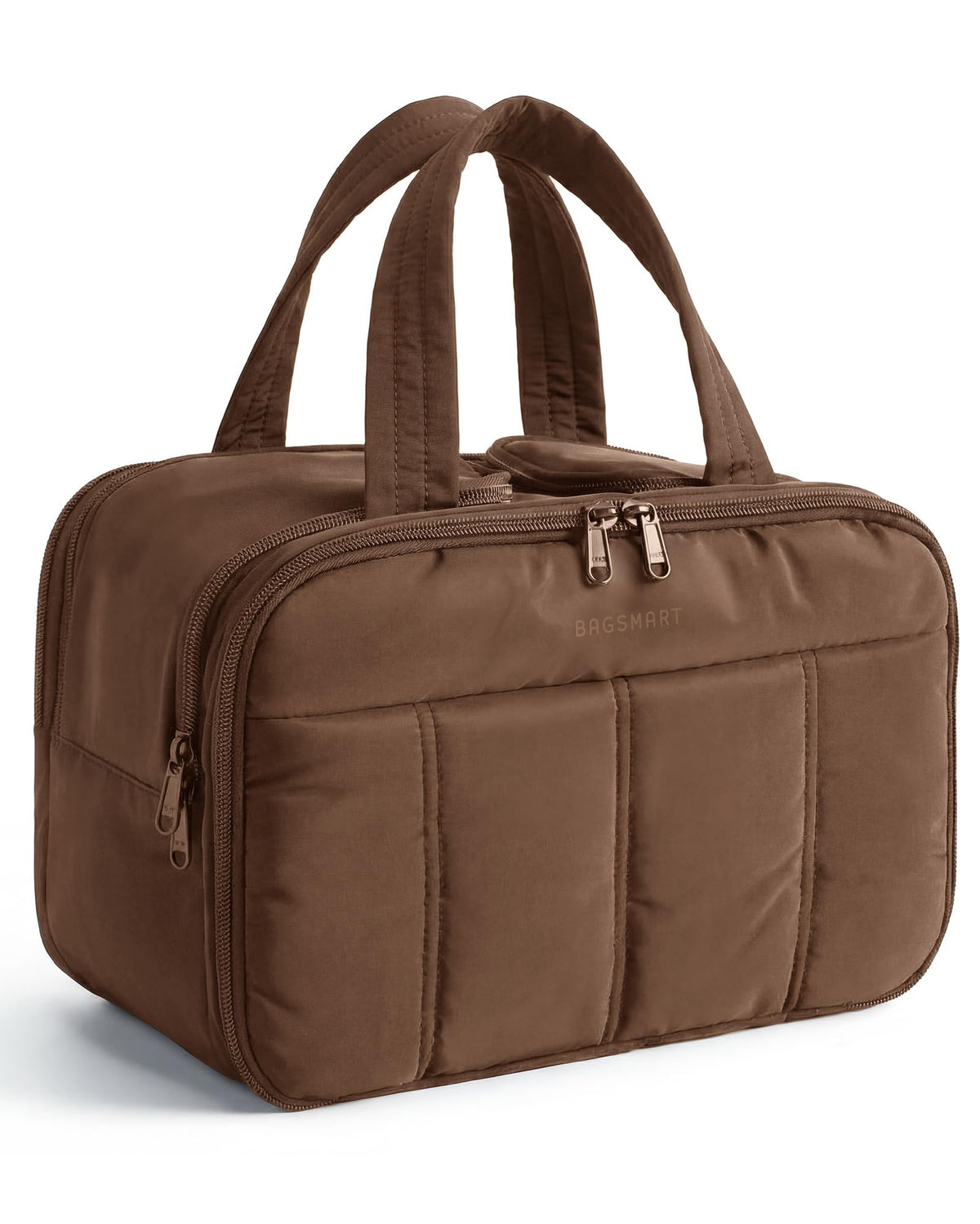 BAGSMART coffee front view showing roomy puffy exterior and neat silhouette for easy packing
