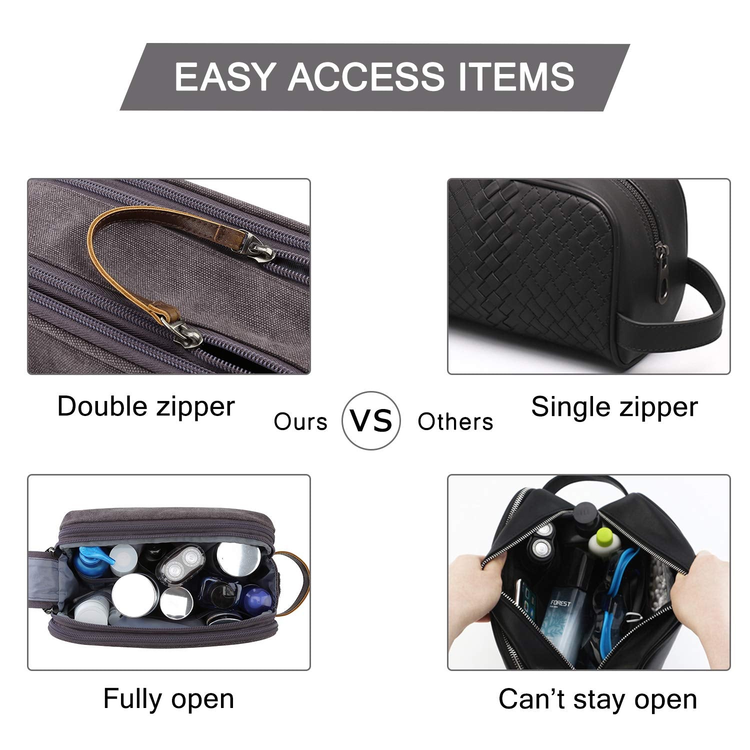 BAGSMART elastic bands securing grooming tools to prevent shifting