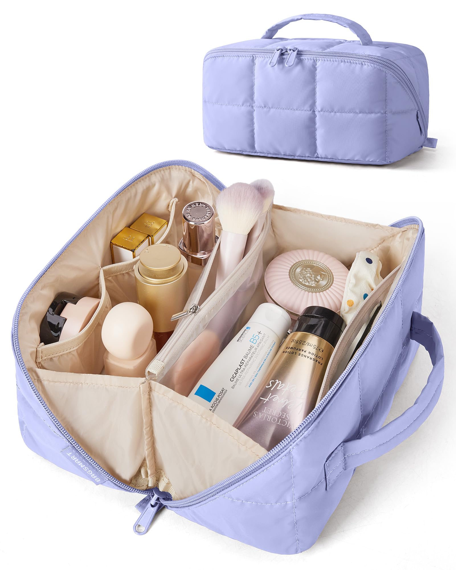 BAGSMART front view showing compact travel makeup bag for easy packing
