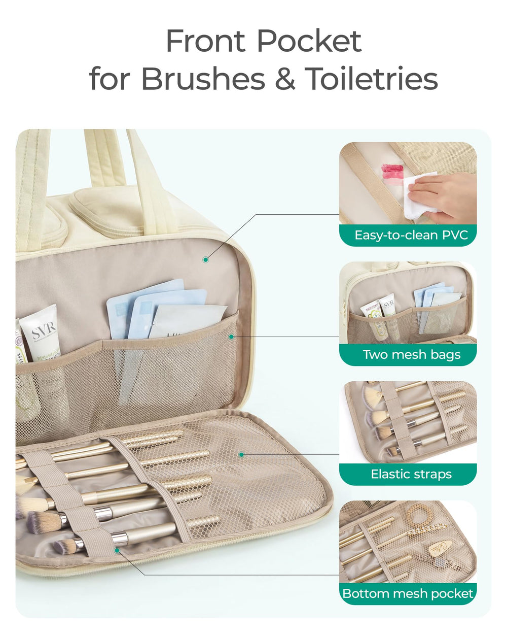 BAGSMART front pocket organization with mesh and transparent pocket benefits