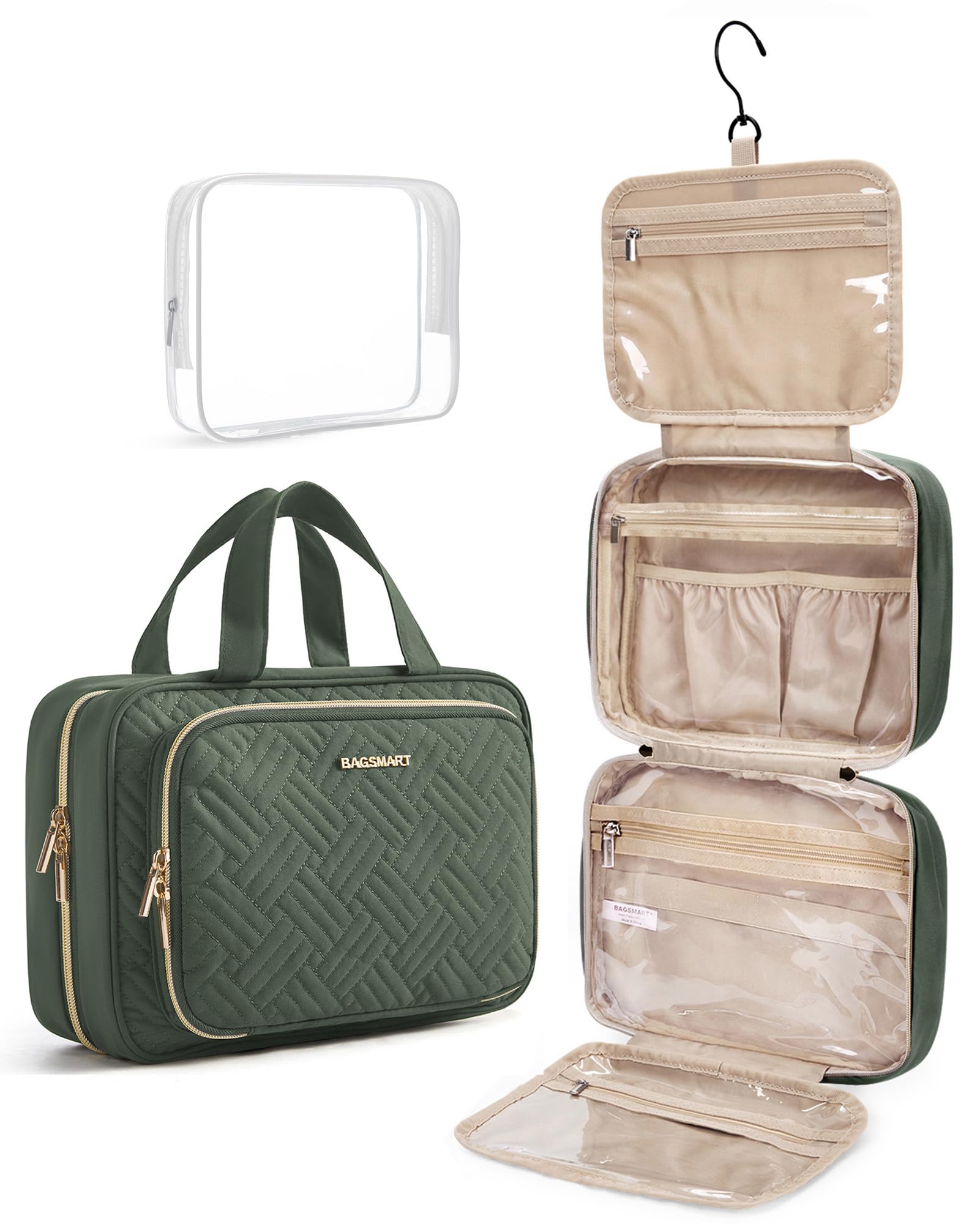 BAGSMART front view dusty green showing compact travel-ready design and quick access