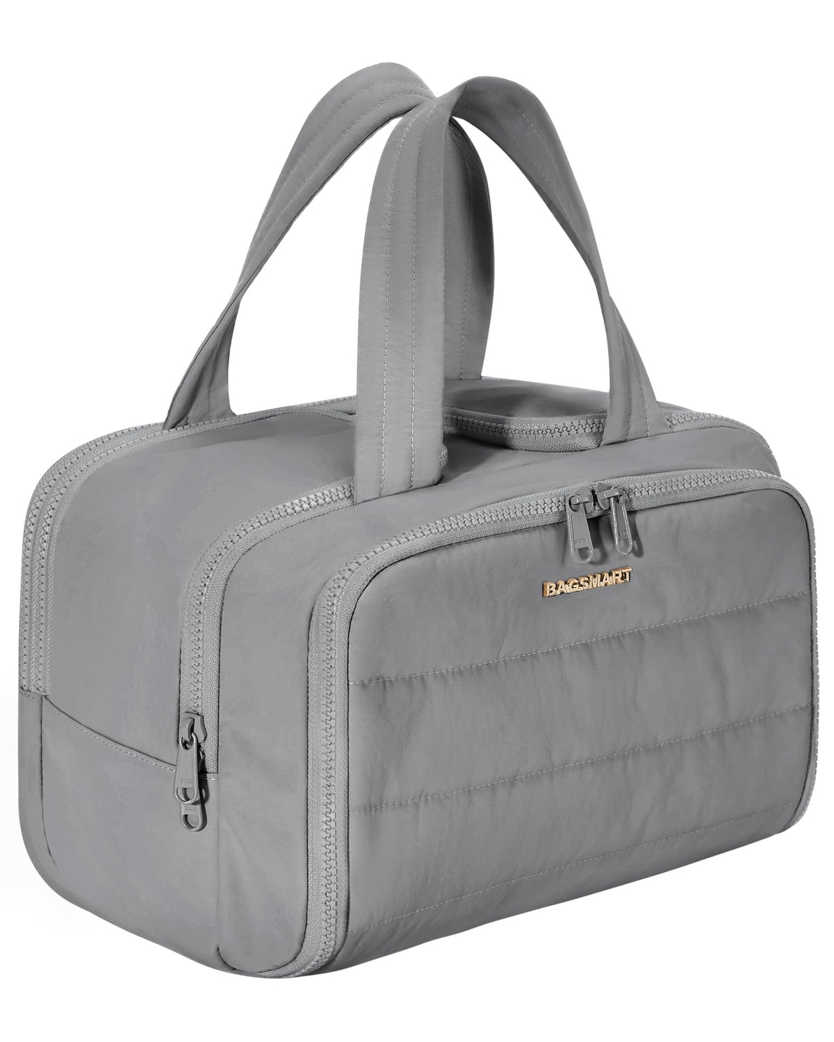 BAGSMART front view showing compact grey exterior and stylish puffy finish for travel convenience
