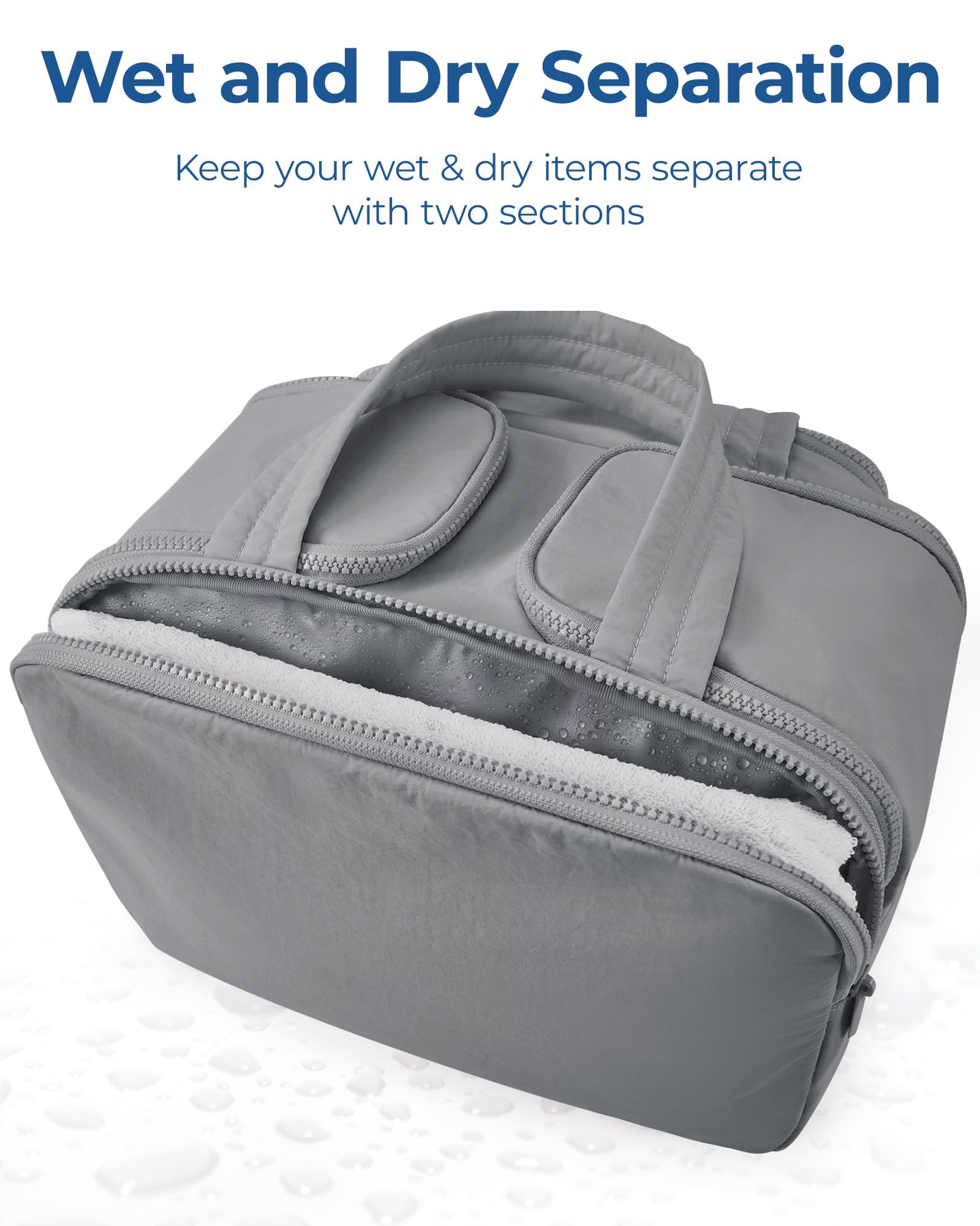 BAGSMART front zip pocket storing wet items separately for easy cleaning and water protection