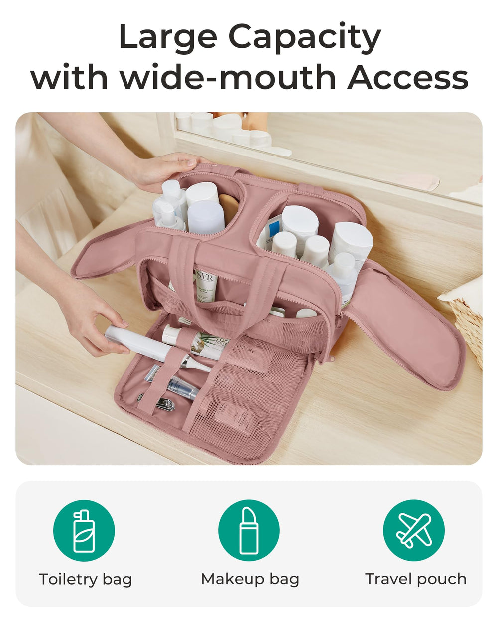 BAGSMART fully open interior showing organized compartments benefit