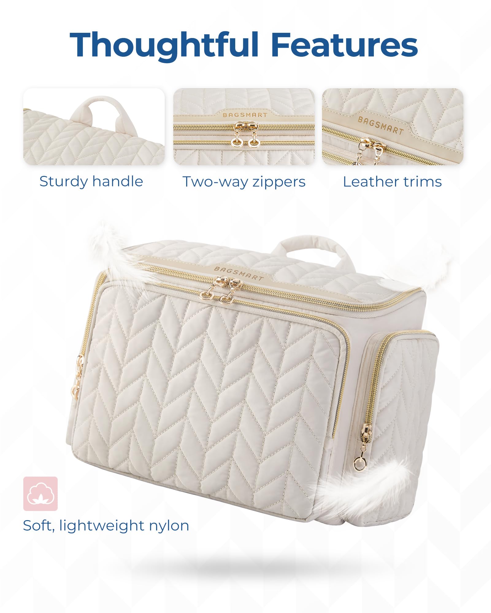 BAGSMART toiletry bag on bathroom counter demonstrating travel-ready convenience